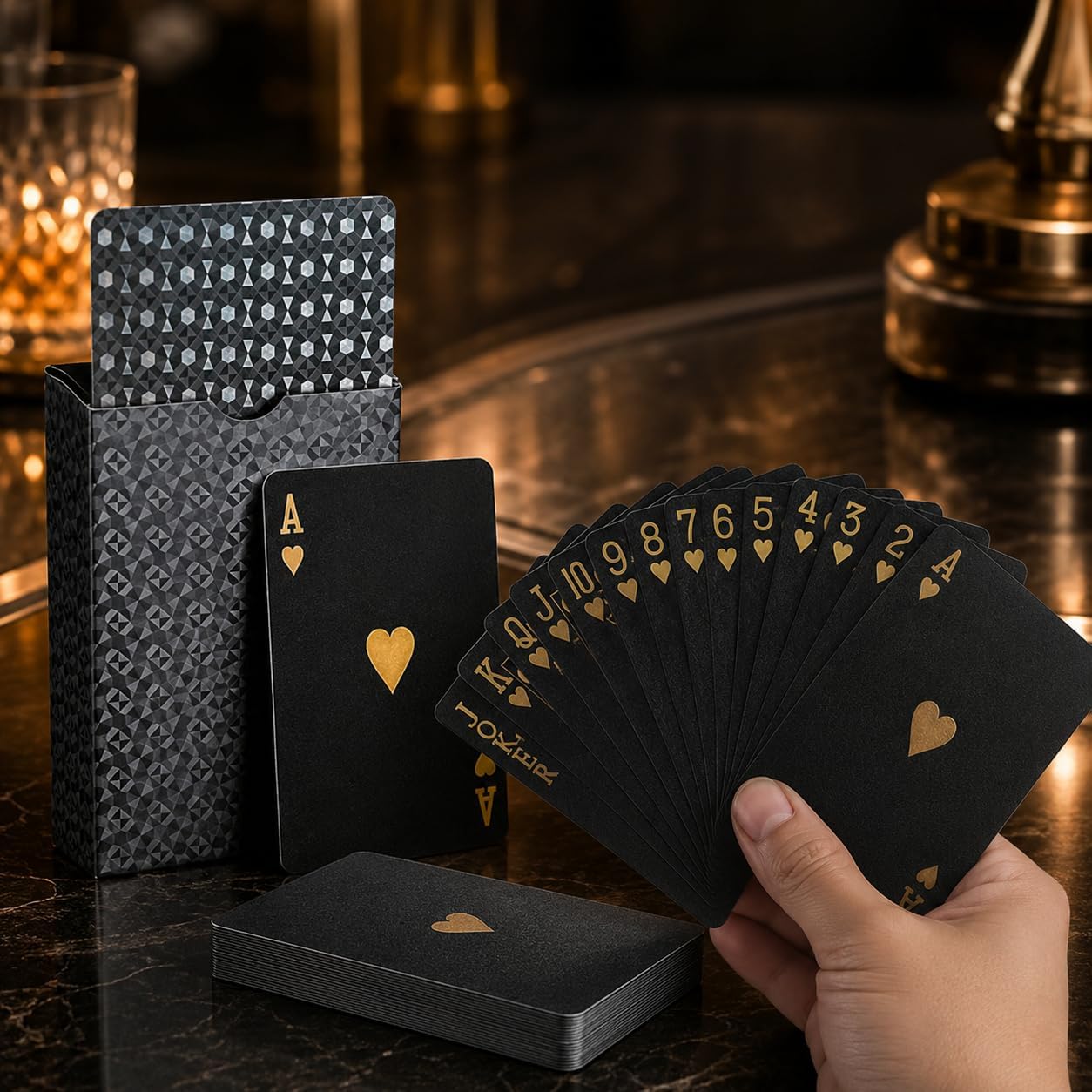 Cooperative Card Game - Waterdichte zwart-gouden speelkaarten, scheurbestendige speelkaarten van