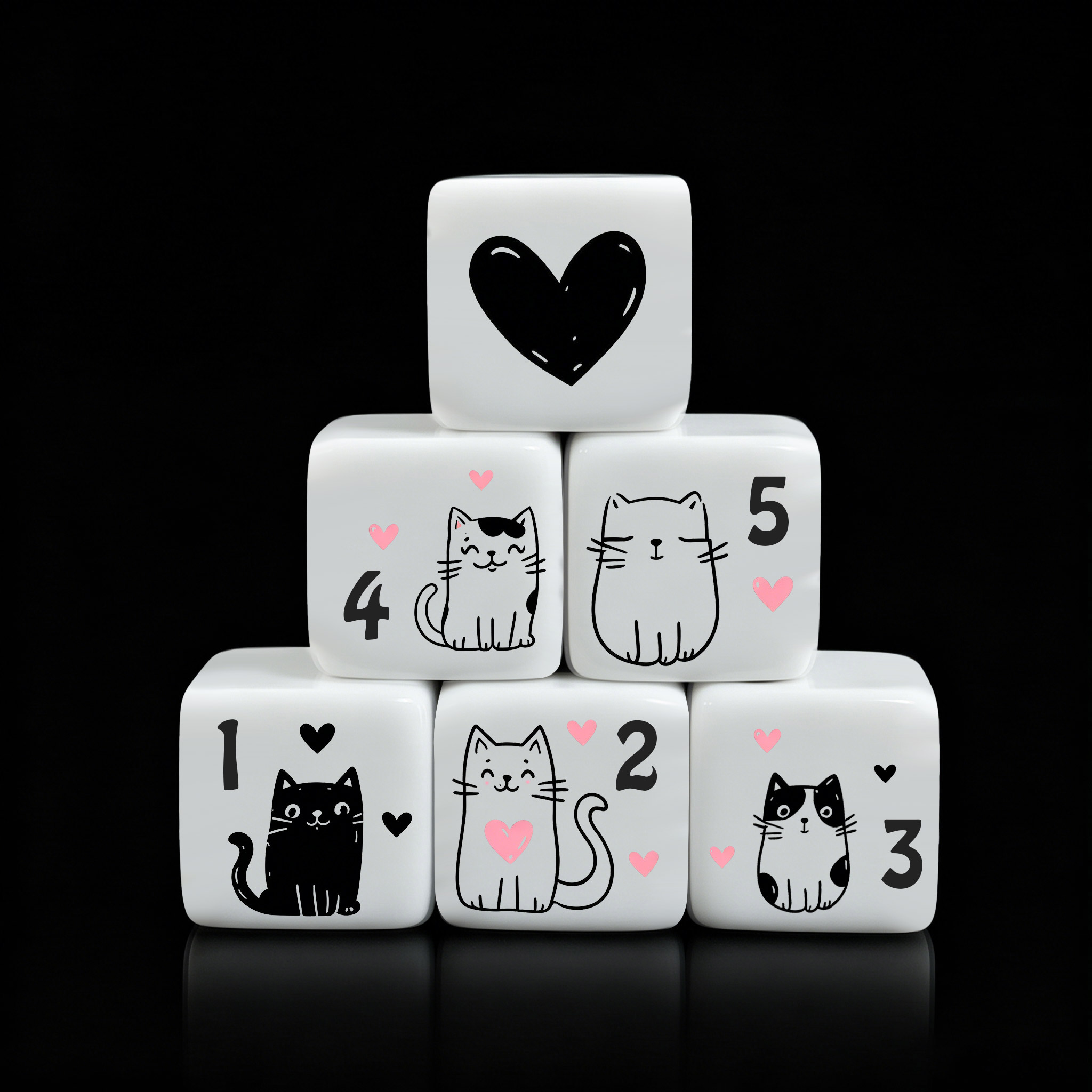Board Game Design - 12 stuks/set 16mm schattige katten dobbelstenen,